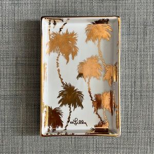 Lilly Pulitzer gold palm tree ceramic trinket tray